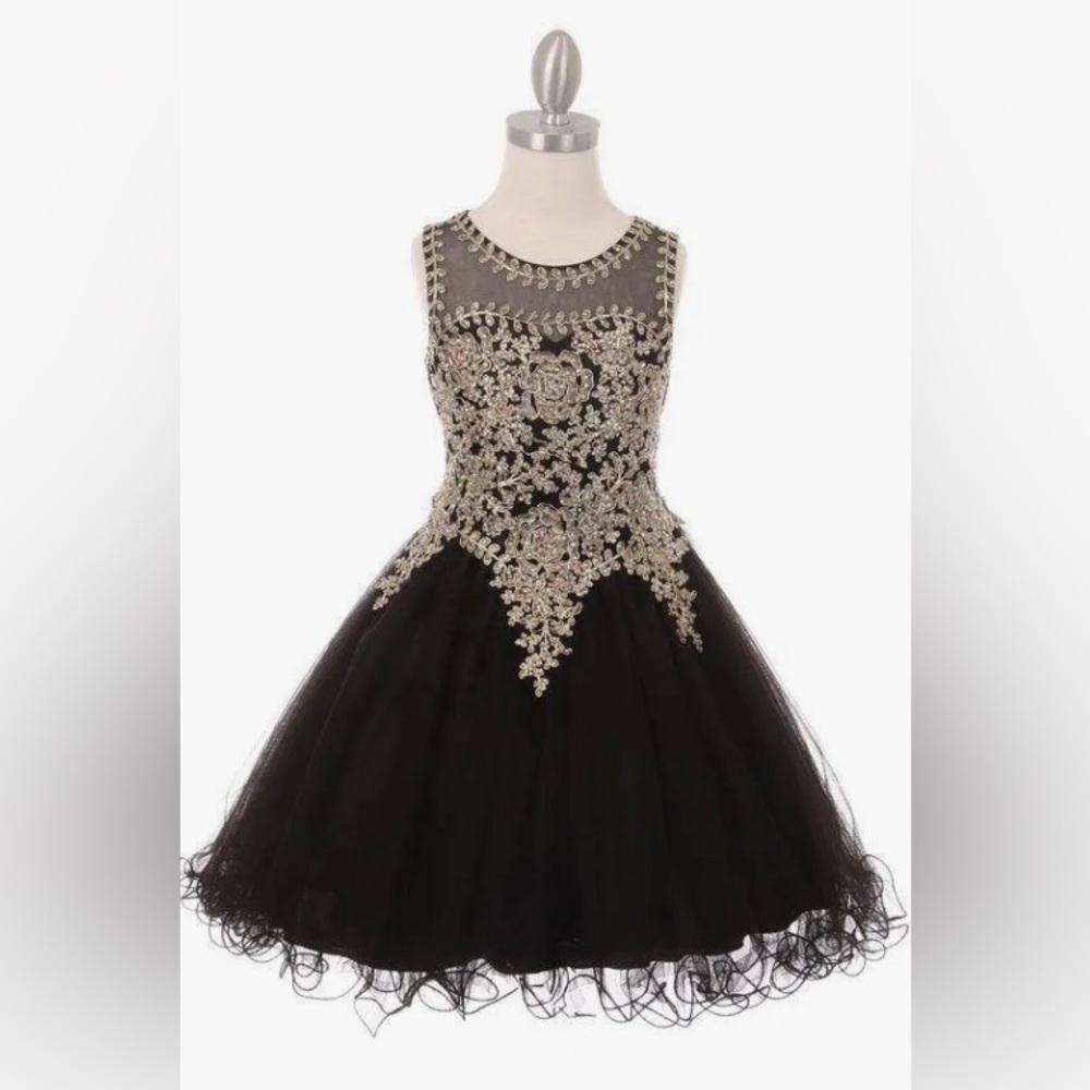 Cinderella Couture size 6 girls pageant formal dress black with rhinestones